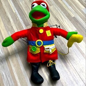 1990 Jim Henson Kermit the Frog Fireman Dress Me Plush Doll Mattel Arco muppets